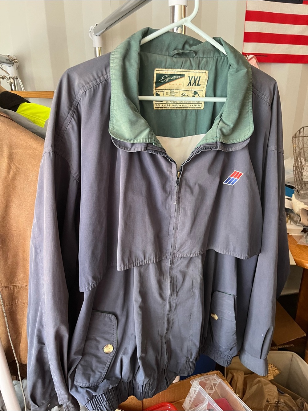 Men's Gray  Jacket with Green Collar - Signature (XXL)